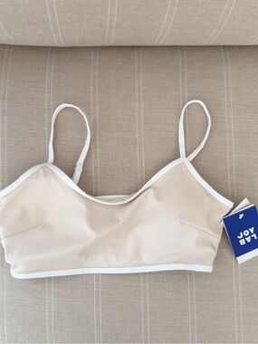 JoyLab Beige Sports Bra with White Trim